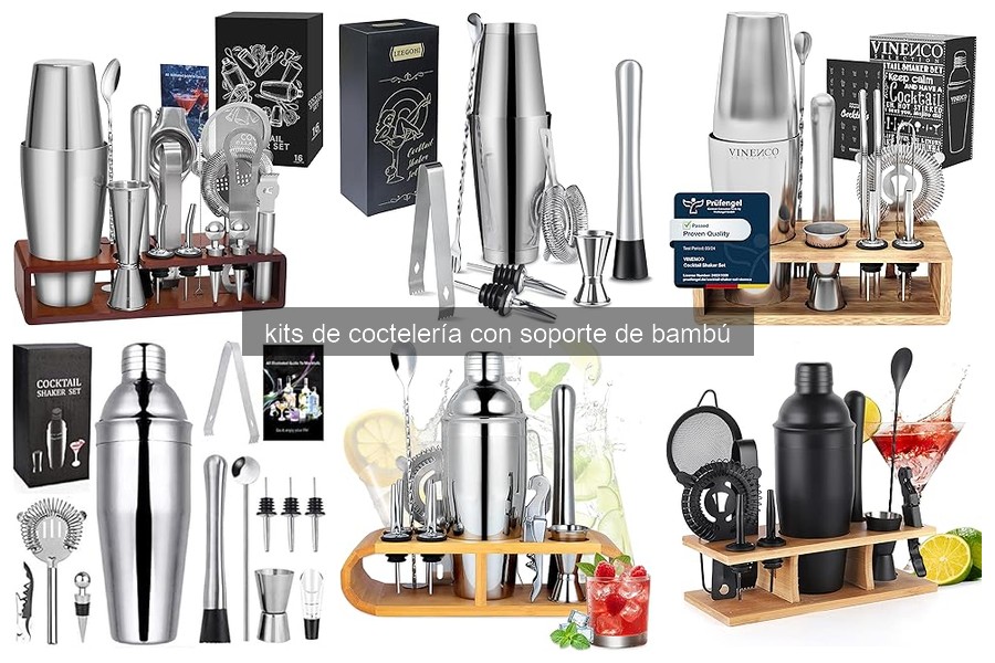 ¿Qué incluye un kit de coctelería con soporte de bambú?